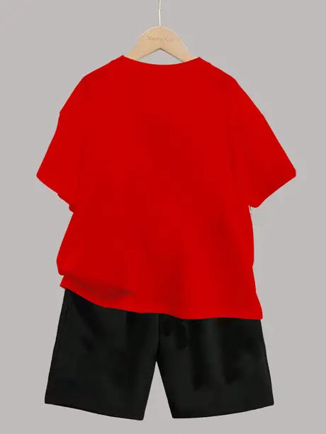 Heartees Boys Casual T-shirt Shorts (Red, Pack of 1) - Image 2