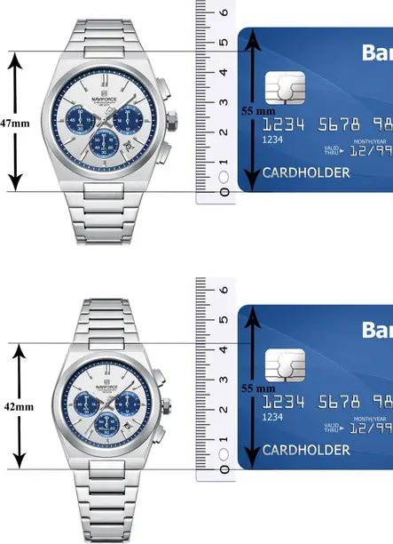 NAVIFORC Elegant Silver With Blue Chronograph Dial Stainless Steel Strap Analog Watch - - Image 4