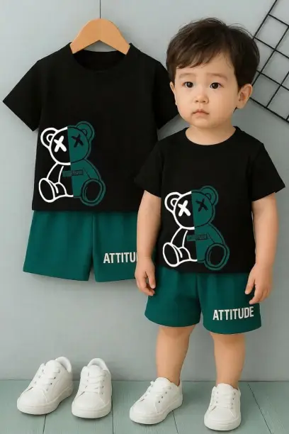 Boys Casual T-shirt Shorts (Multicolor)