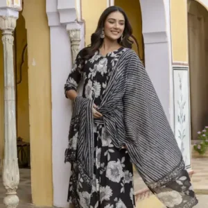 Women Pure Cotton Kurta Pant Dupatta Set