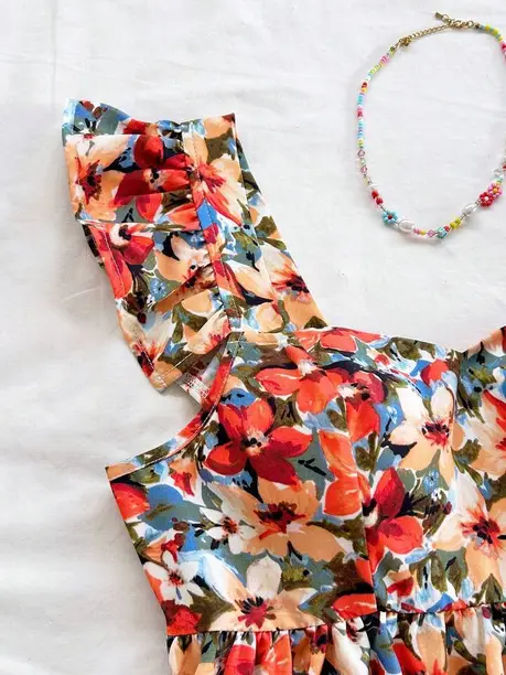 Casual Puff Sleeves Floral Print Women Multicolor Top - Image 4