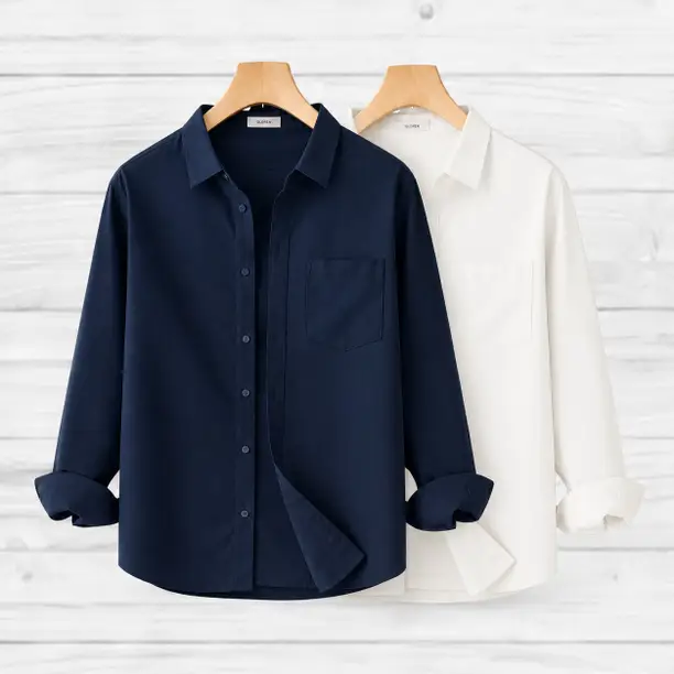 GLOREN Men Regular Fit Solid Spread Collar Casual Shirt (Pack of 2)